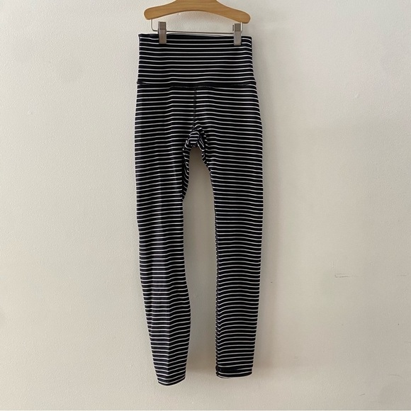 Lululemon Wunder Under High Rise Leggings Luxtreme Parallel Stripe Black White 4 - Picture 1 of 8